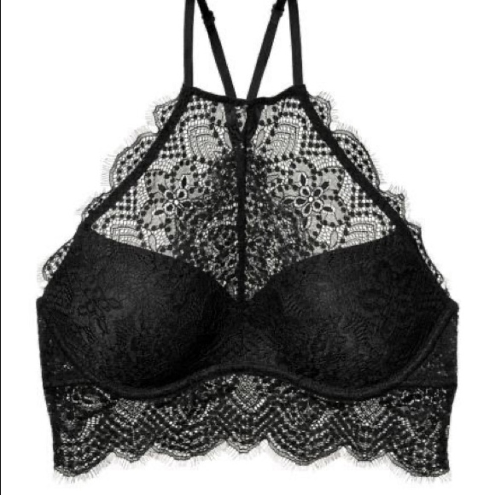 VS Pink eyelash lace push up bralette small